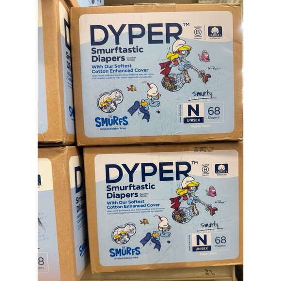 DYPER Cotton-Enhanced Smurftastic Diapers Newborn OLSHB - Picture 1 of 1
